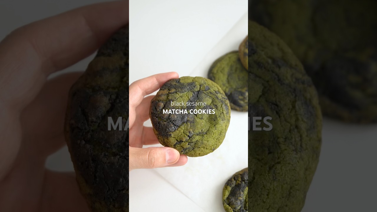 Black Sesame Matcha Cookies #matcha #recipes #cookies