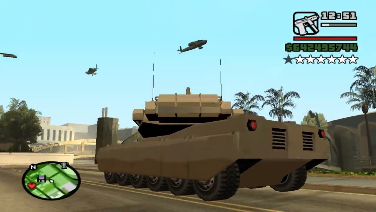 GTA San Andreas Epic 7 Stars Wanted Level Shootout+ Tank Rampage + Escape