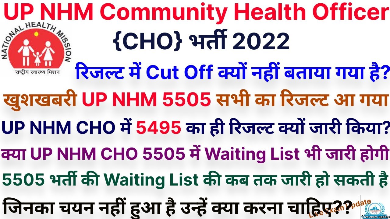 खुशखबरी UP NHM CHO Result 2022 जारी | UP NHM CHO 5505 Result Declared | क्या Waiting List जारी होगा?