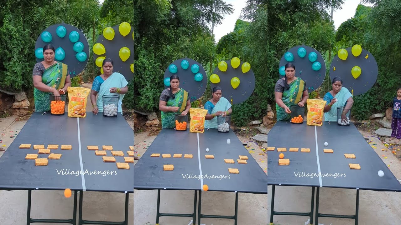Drop the ping pong ball on the peanut bread|| Village Avengers