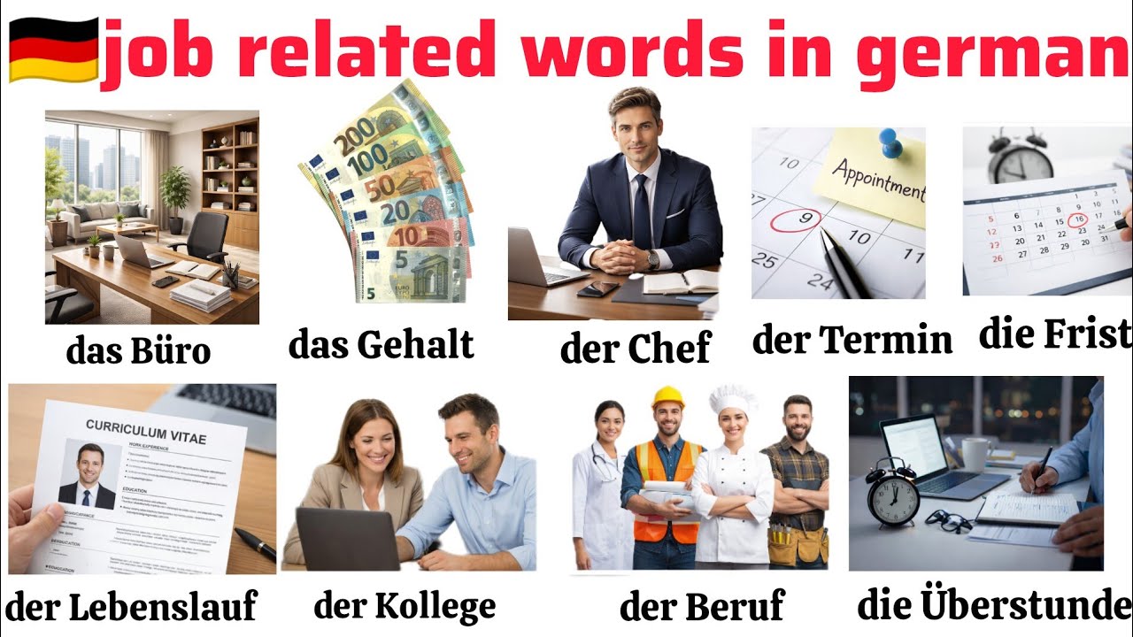 Job related words in German ||  work related Vocabulary || German learning 🇩🇪