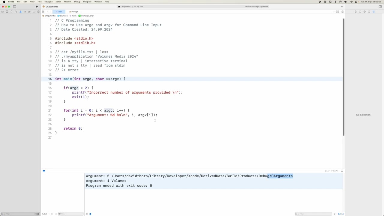 #143 C Programming - How to Use argc and argv for Command Line Input