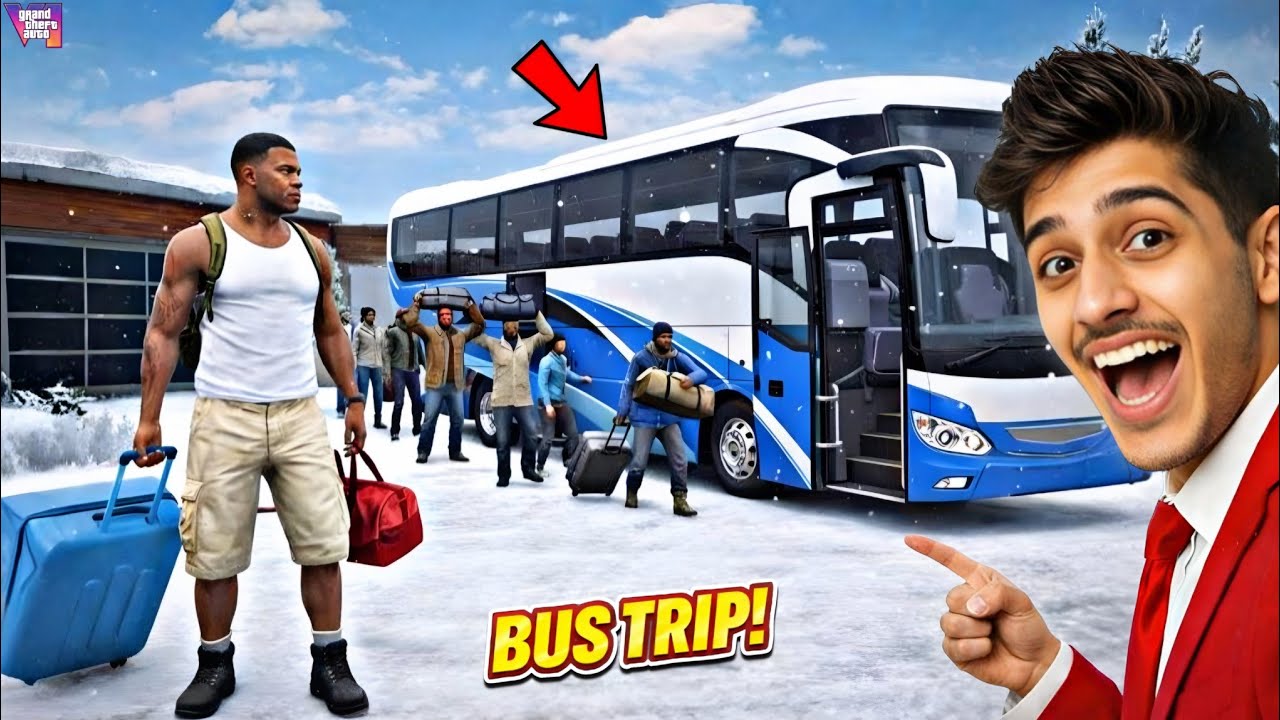 Franklin First Bus Trip In A New City in GTA 5 ! (GTA 5 mods)😀