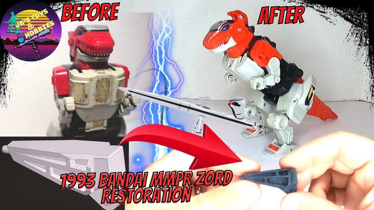 1993 Vintage Bandai Power Rangers (MMPR) Tyrannosaurus Zord (Deluxe Megazord) Toy Restoration
