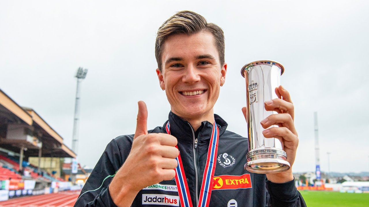 2021 Norwegian Athletics Championships, Men's 1500m w/Jakob Ingebrigtsen interview (Eng.subs)
