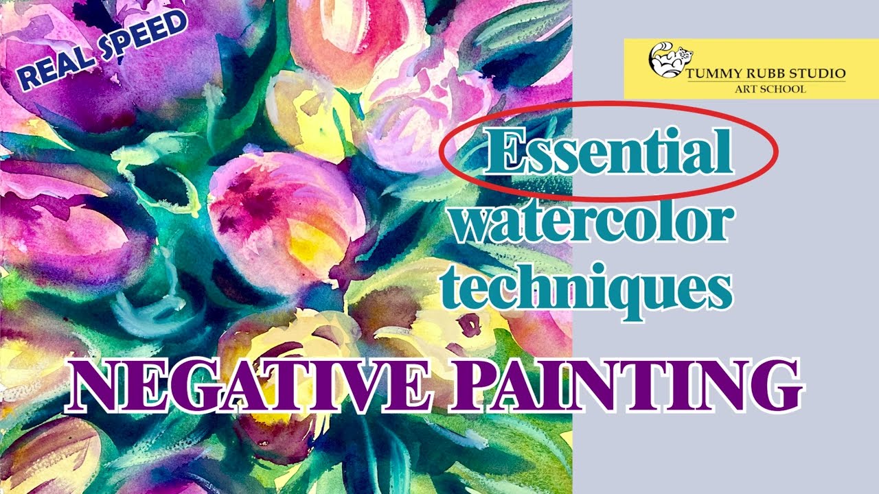 Real time watercolor tutorial: colorful tulips (with chapters)