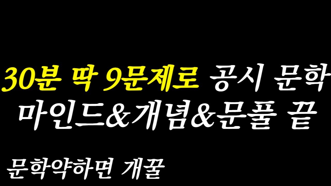 30분 딱 9문제로 공시 문학 마인드 개념 문제풀이 끝 | 기출 강의 대신 그냥 이것만 보세요! 공무원 단기합격생의 문학 공부법 문제풀이법 소개