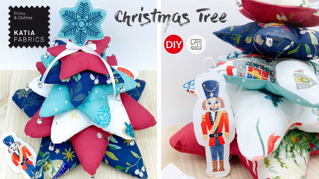Cose un Árbol de Navidad con estrellas de tela ✂️🎄 Videotutorial + Patrón gratuito