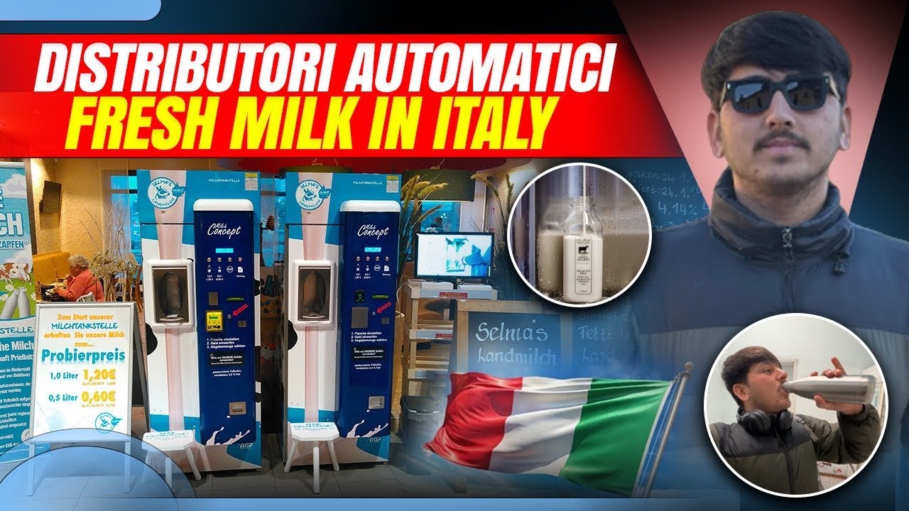 Automatic 24 hours milk shop in Italy | Bologna | Fresh milk #freeeducationinitaly #elyasnagri