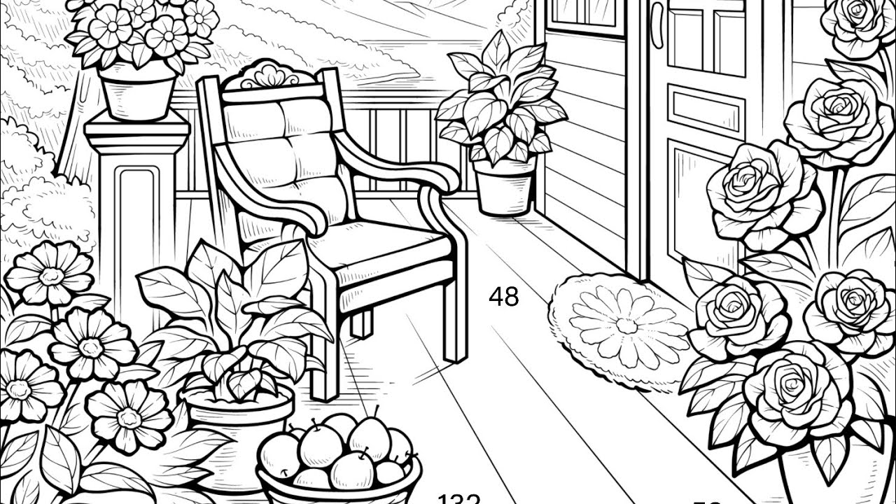 Relaxing at the Porch Summer Afternoon Color Oasis #PaintbyNumber #coloringbook