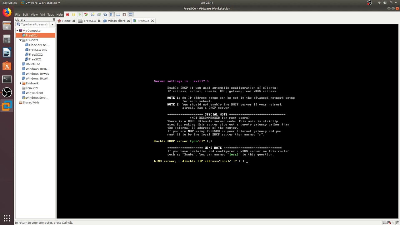 installatie FreeSCO 0.4.5 op vmware workstation 15