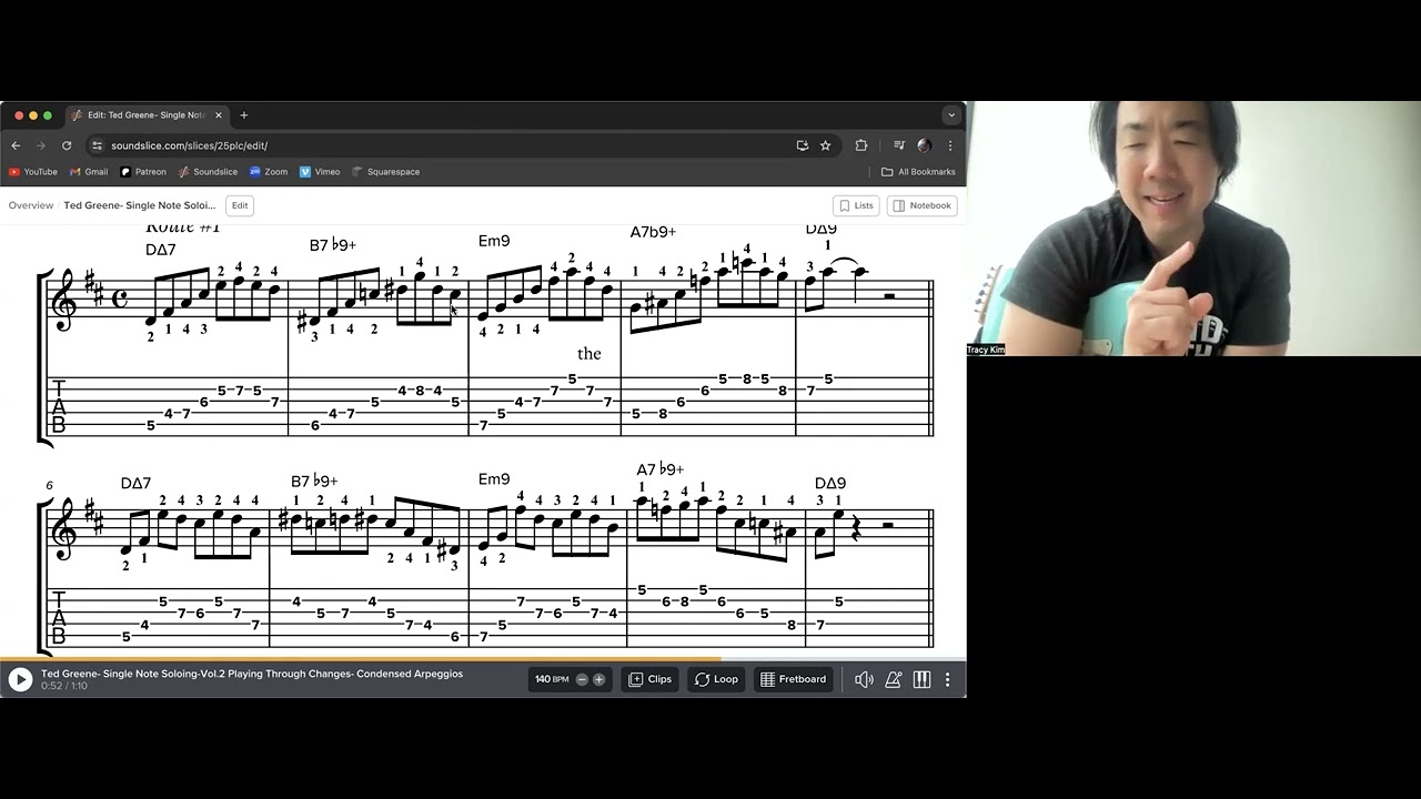Ted Greene Guitar Studies- Single Note Soloing Vol. 2 Playing Through Changes (Pages 1-3)- TABS