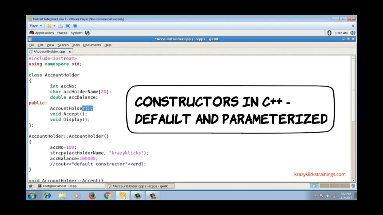 constructors | default constructor | parameterized constructor | C++ Programming