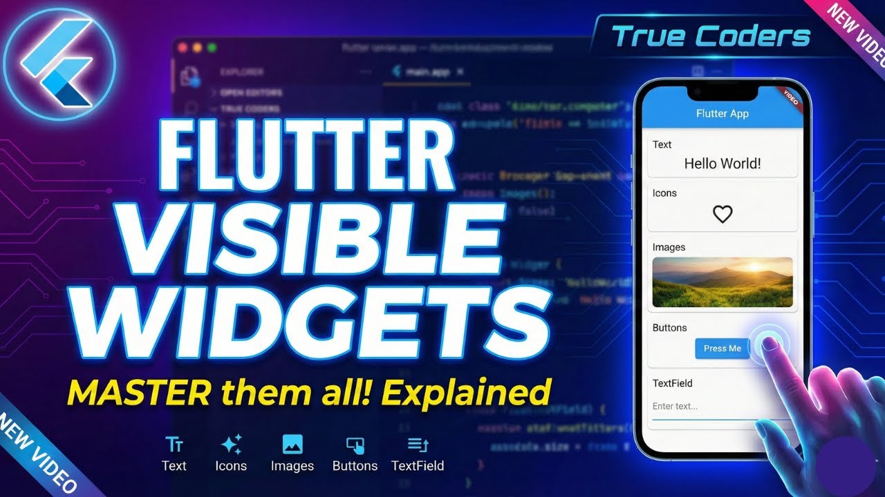 Объяснение видимых виджетов Flutter | Текст, значки, изображения, кнопки, текстовые поля и многое...