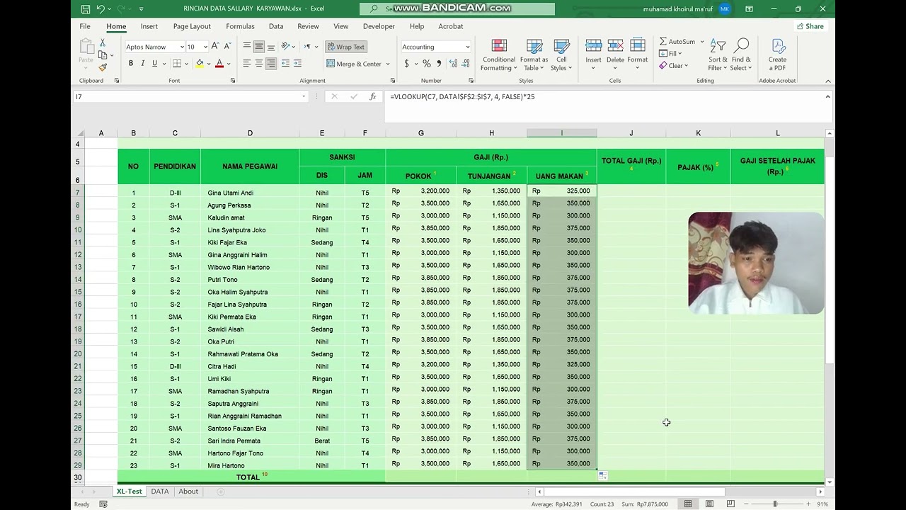 TUGAS MEMBUAT TABELL DATA SALLARY/GAJI KARYAWAN DENGAN MENGGUNAKAN RUMUS PADA MICROSOFT EXCEL!!