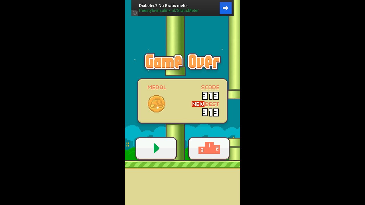 How to get a 313 highscore with Flappy Bird trick!!!