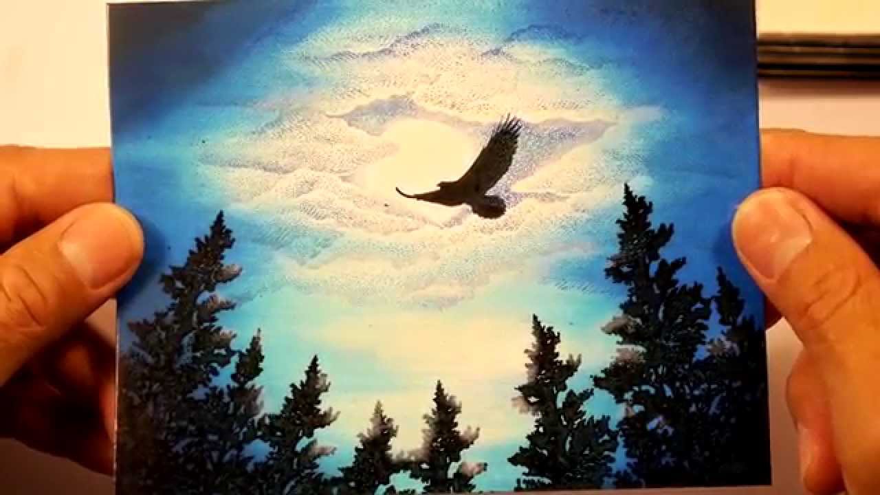Stampscapes 101: Video 105.  Blue Moon and Eagle.