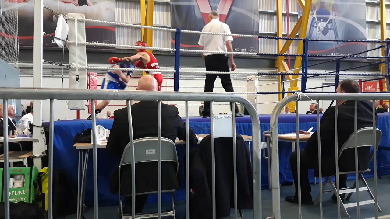 Scottish boxing championships final. I am in red Jake Limond is in blue.