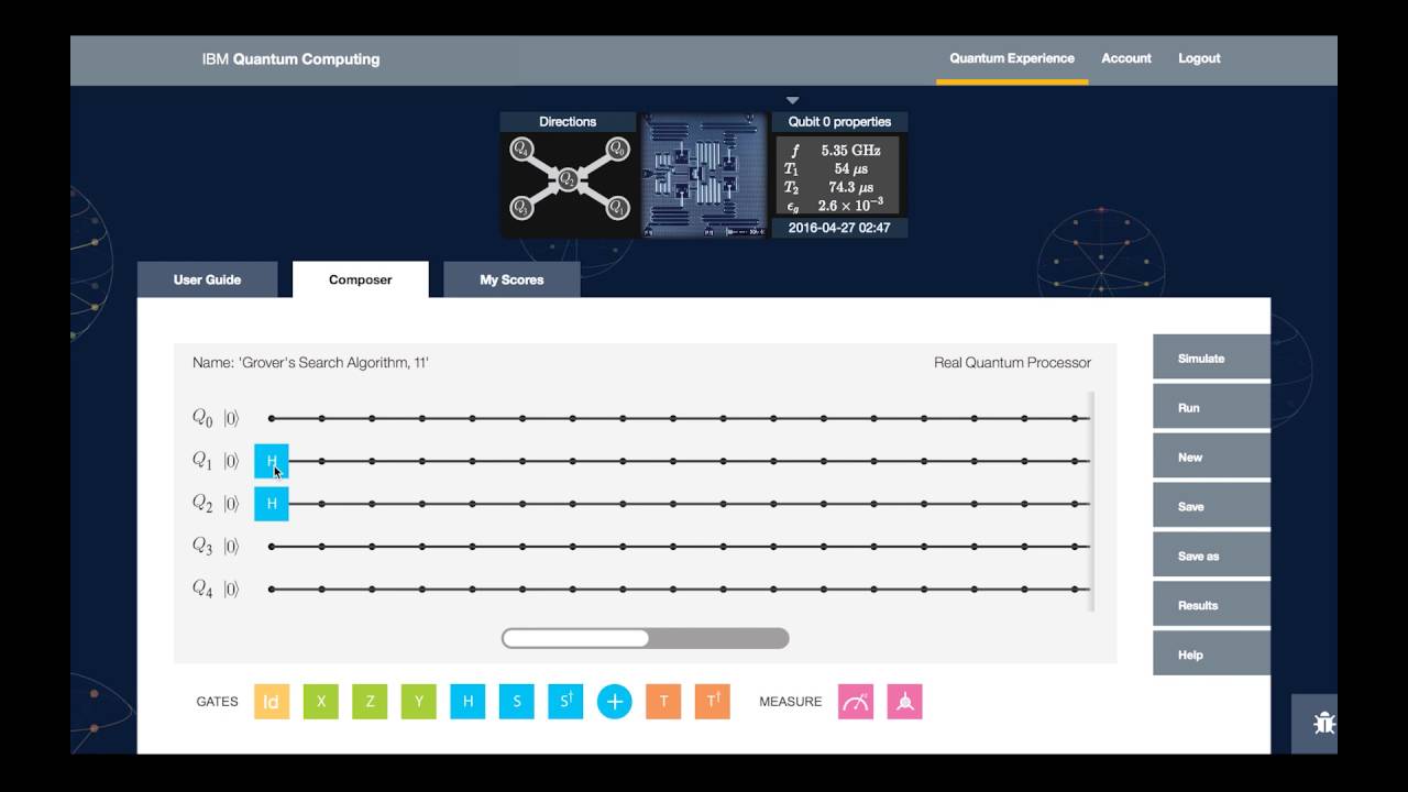 Running an experiment in the IBM Quantum Experience