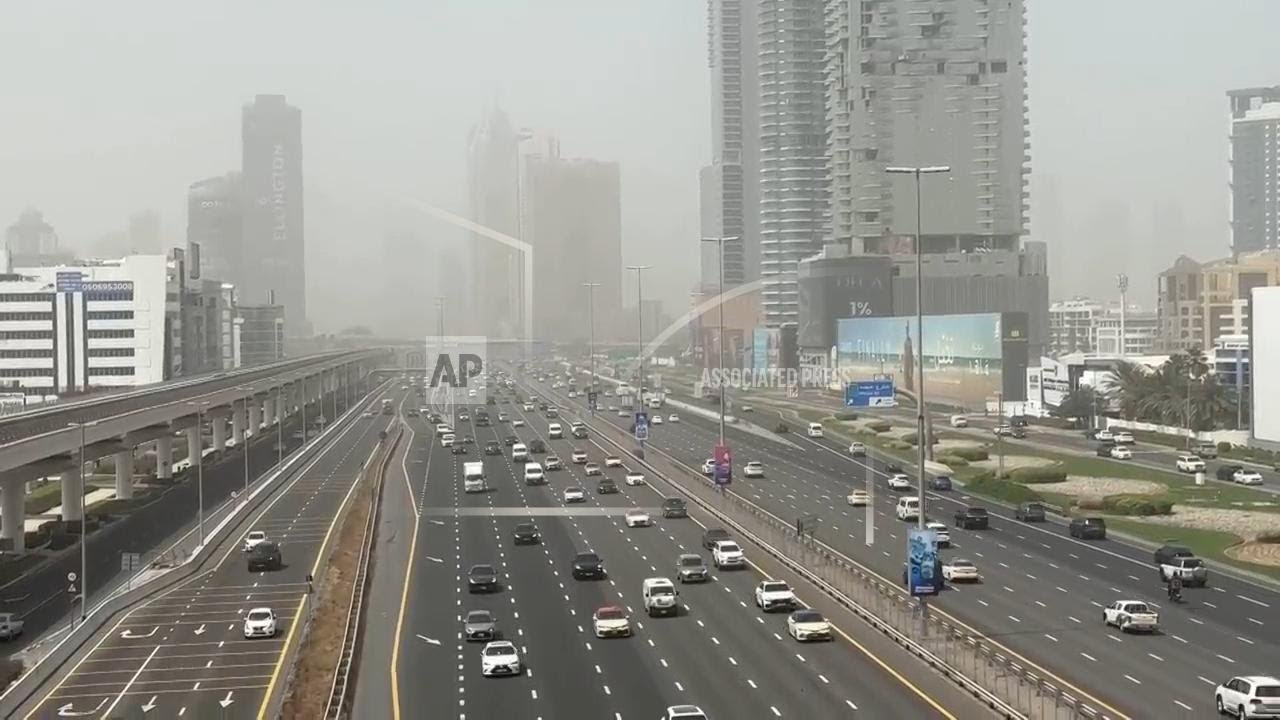 Sandstorm and dust clouds hit Dubai in United Arab Emirates