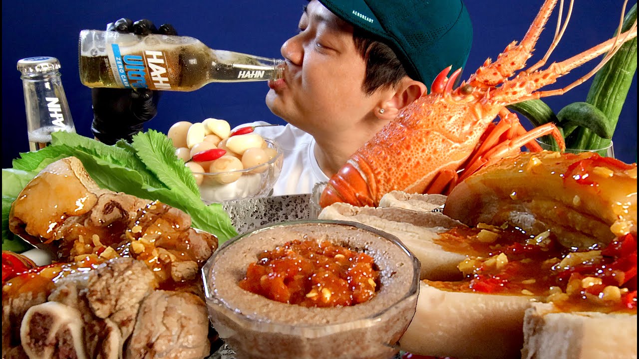 MUKBANG LOBSTER PORK BELLY PORK LEG WITH SHRIMP PASTE | EAT & DRINK MUKBANG | YEN AN UONG