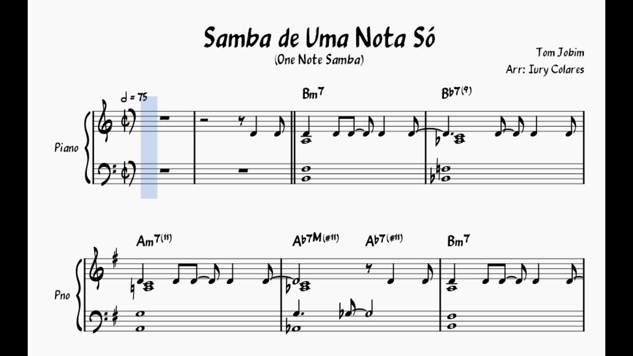 Samba de Uma Nota Só (One Note Samba) - Arr. Piano