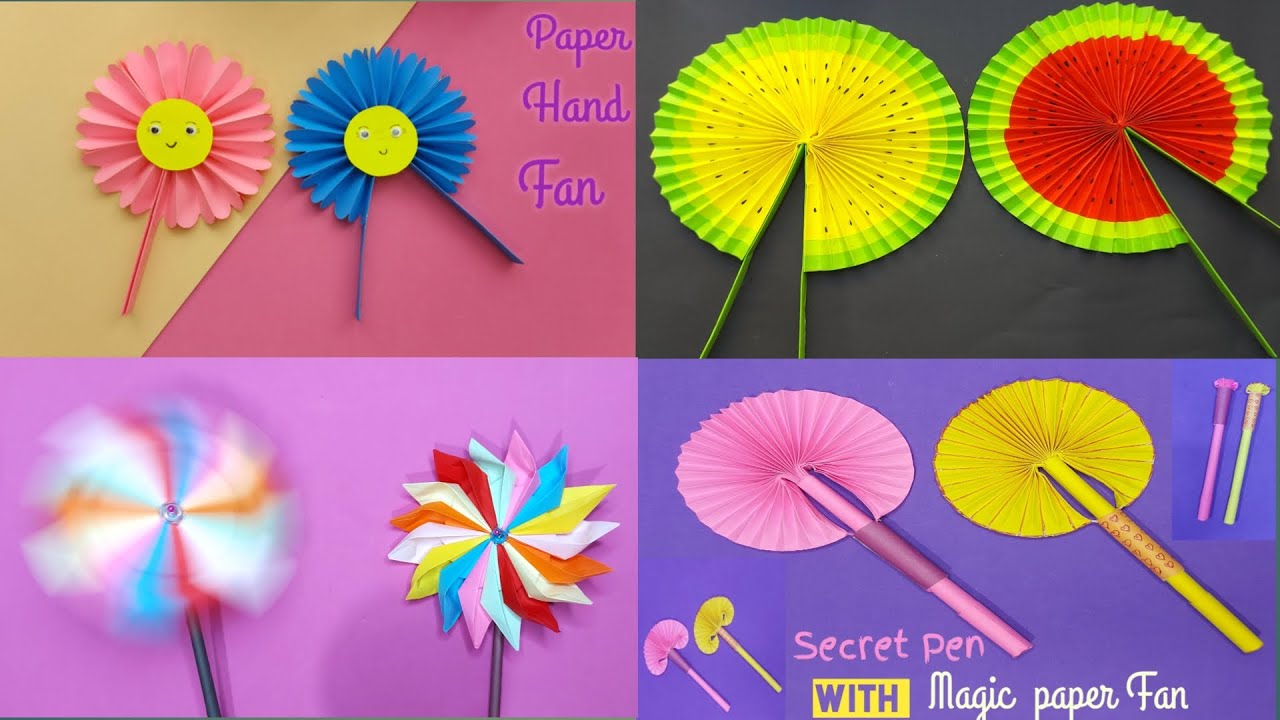 4 Cute Paper Pop Up Fans /DIY Watermelon Hand Fans /making paper fan /DIY/Paper Fan Decorations DIY