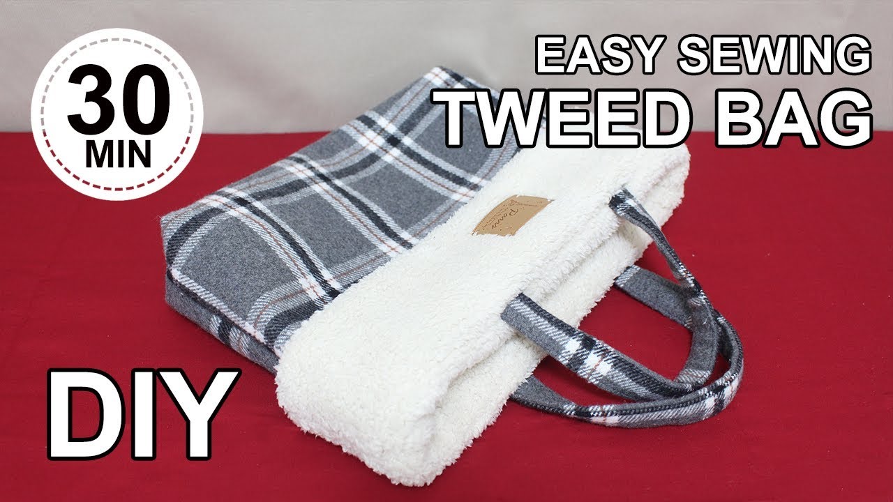 DIY как сшить сумку  | DIY Easy Sewing Tweed bag in 30 minutes #sewingtimes