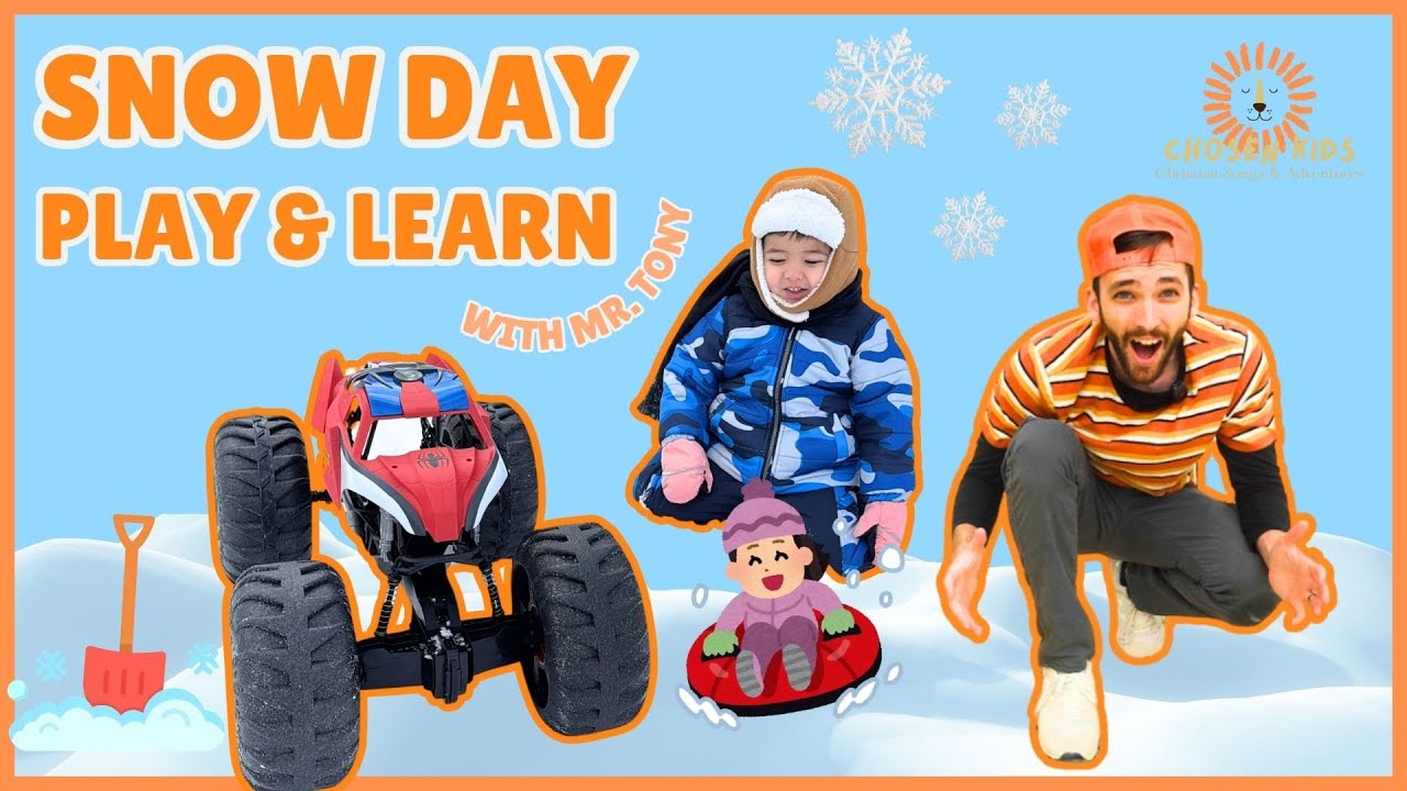 PLAYING IN THE SNOW WITH MONSTER TRUCK, SLEDDING, SNOW ANGELS, AND MORE | FUN PLAYING VIDEO FOR KIDS