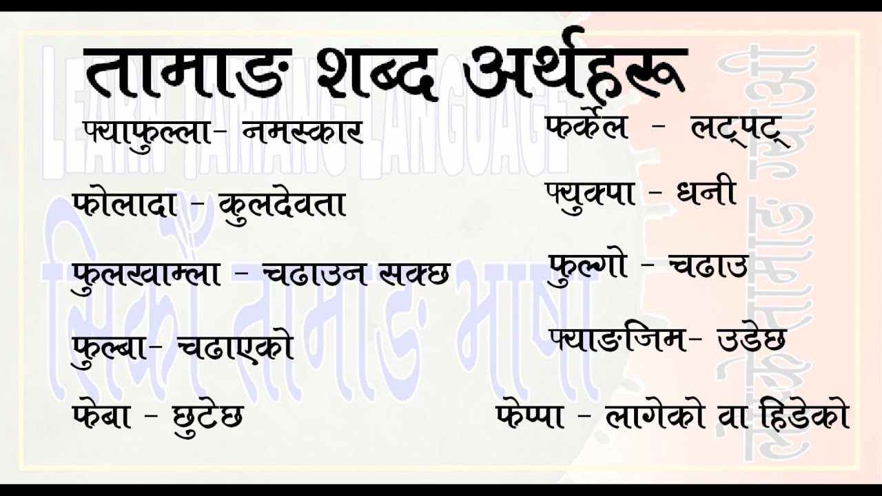 Learn Tamang Language // Tamang words X // सिकाै तामाङ भाषा // लाेप्के तामाङ ग्याेइ