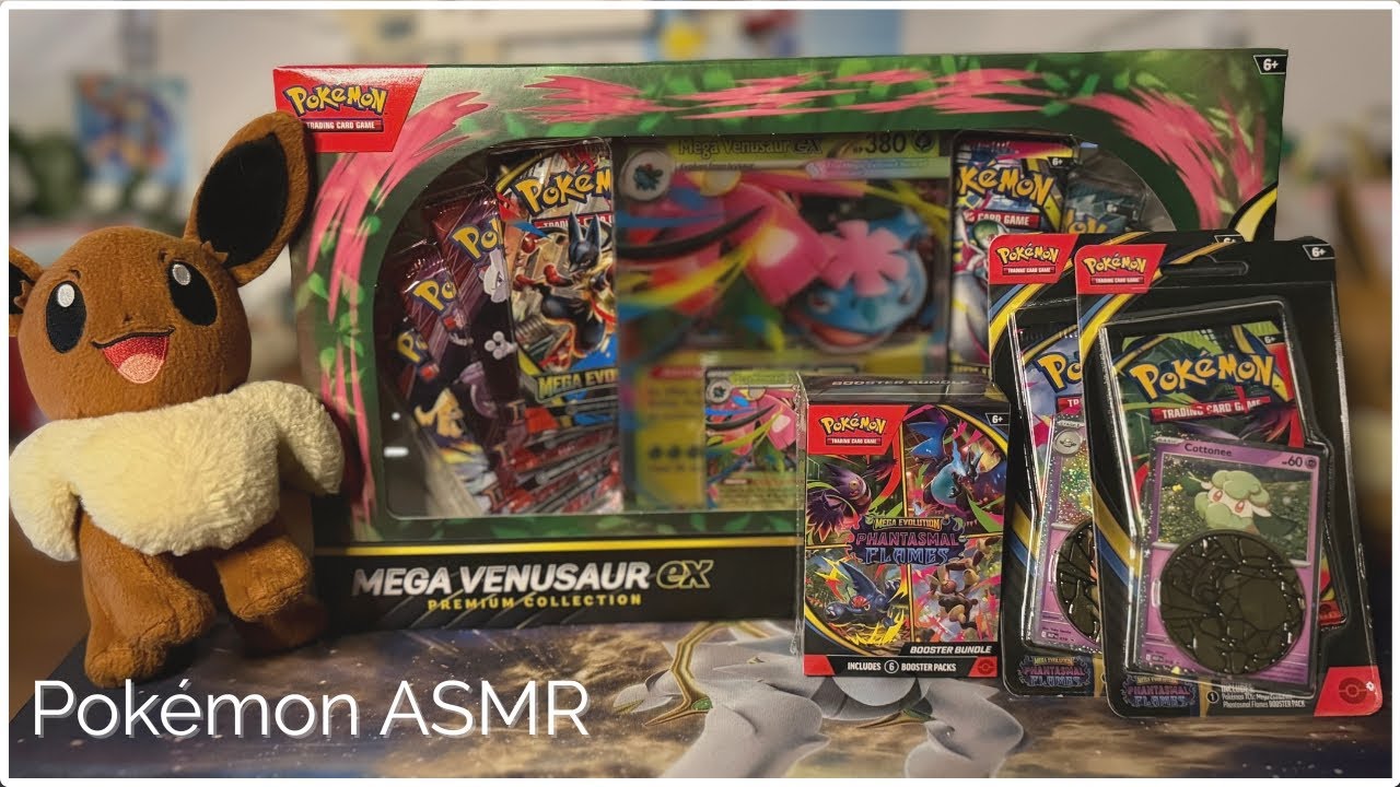 Mega Venusaur ex Premium Collection Pokémon ASMR - Relaxing Pulls + Phantasmal Flames Packs