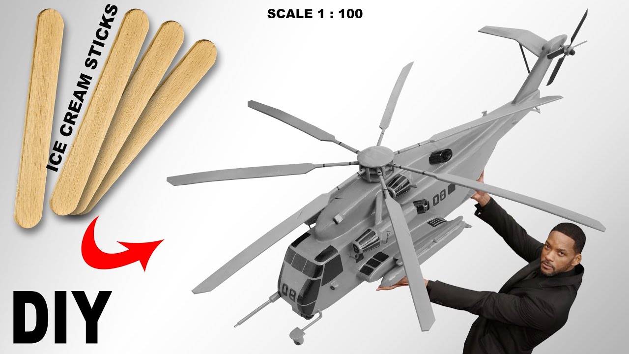 Full Build CH 53 Super Stallion Helicopter model wooden Ice sticks