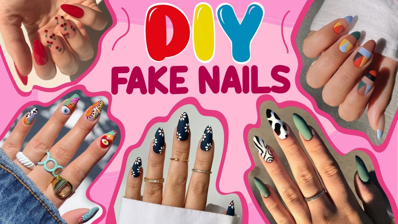 10 DIY FAKE NAILS  - HOW TO MAKE DIFFERENT FAKE NAILS WITH HOME MATERIALS - Easy Nail Hacks