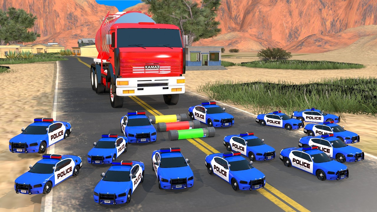 4 Fire Dragon Spider McQueens Wreck the City – Police Cars and McQueen Join Forces! Who Will Win?
