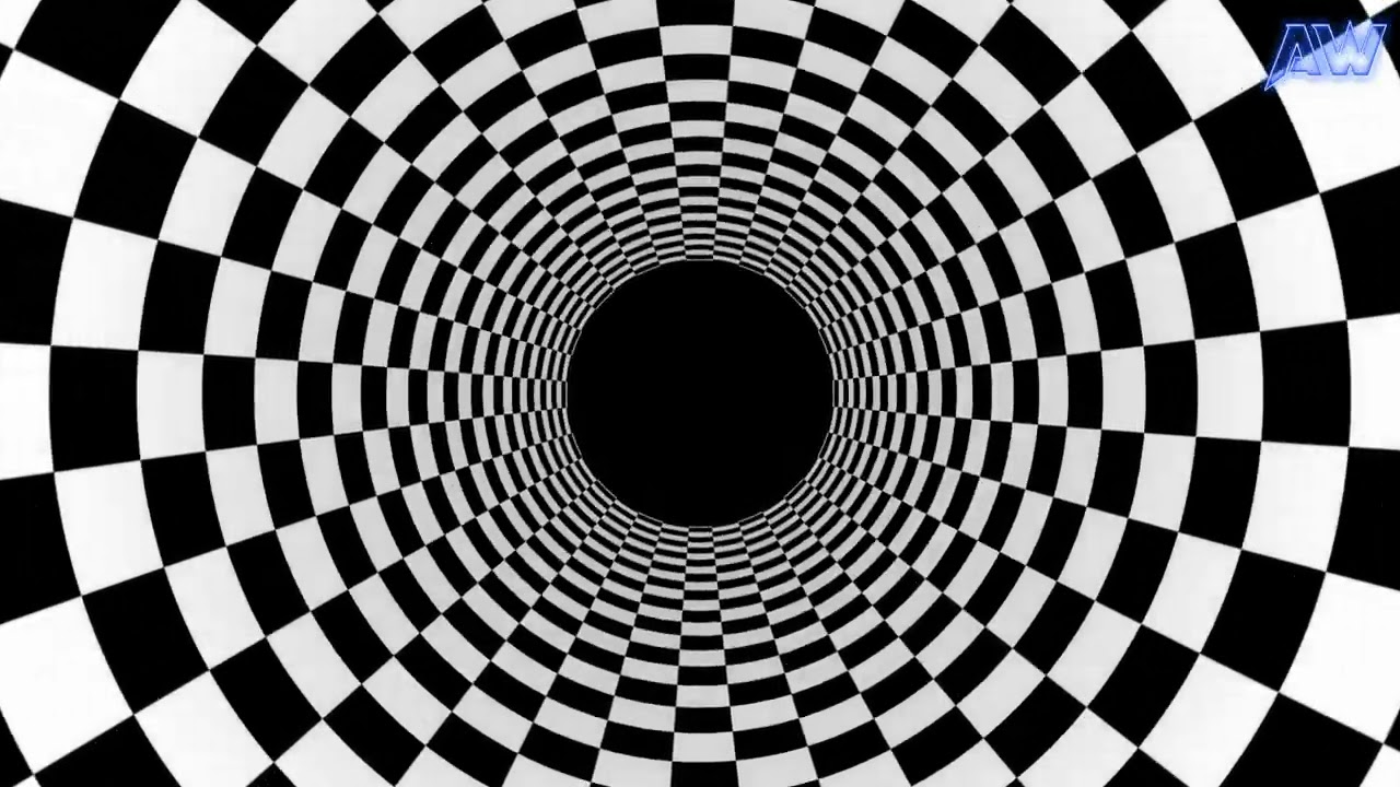 Endless Tunnel Checkerboard Pattern Black And White Perspective Illusion |   Video Background Loop