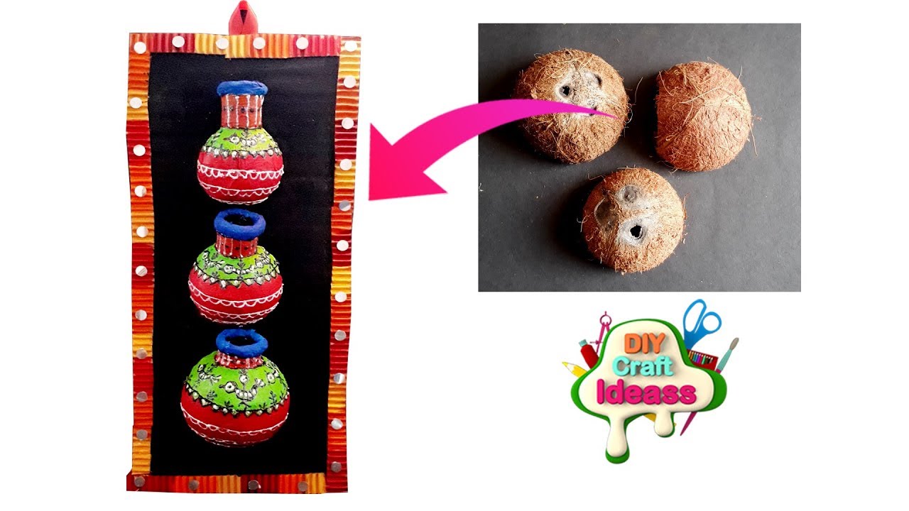 Coconut Shell Idea | Make Innovative wall Hanging Vase using Coconut Shell | diy craft ideas