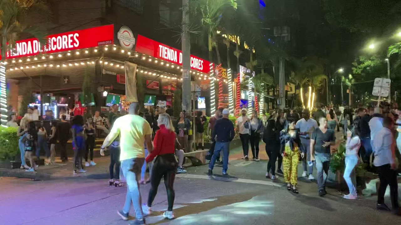 Parque Lleras nightlife in Medell&iacute;n, Colombia October 28, 2021