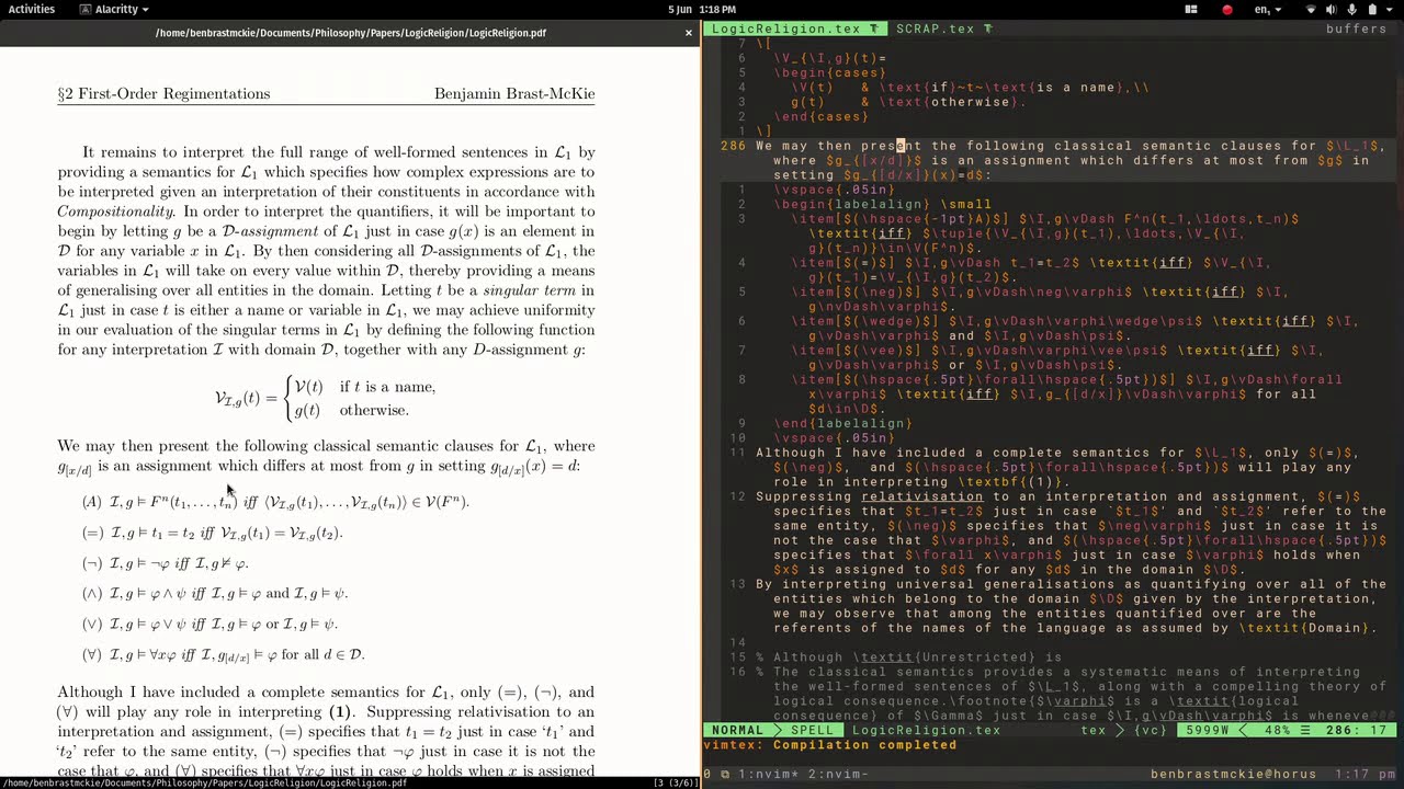 Demo Part 1: Optimizing Neo Vim for writing LaTeX