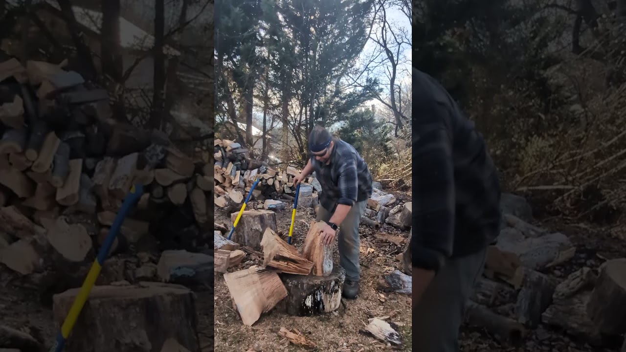 6lb Estwing spillting maul 🪓 vs seasoned red oak 🪵.