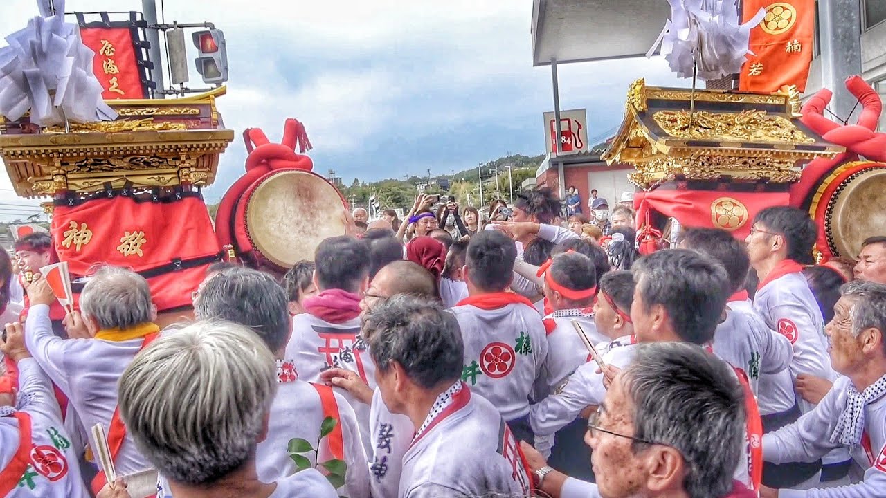 2025.10.02【印南祭り 2025】山口八幡神社 お渡り 競り合い お旅所 到着 和歌山県 日高郡 印南町 屋台7基·神輿