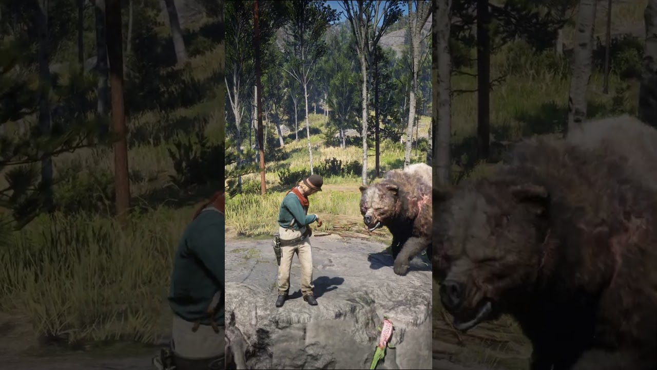 Man Survives Bear Bite & Train Hit on Cliff Track in RDR2 #shorts