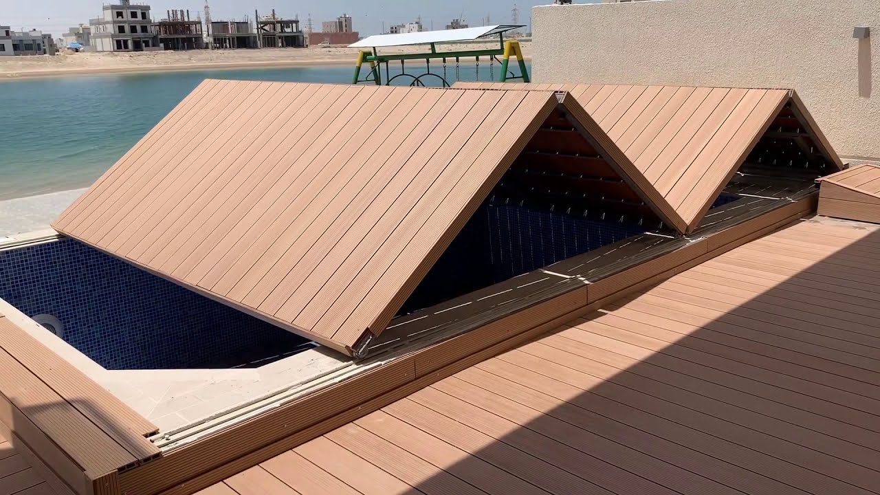 Pool cover with a movable floor deck for home decoration// for more details, watch till the end