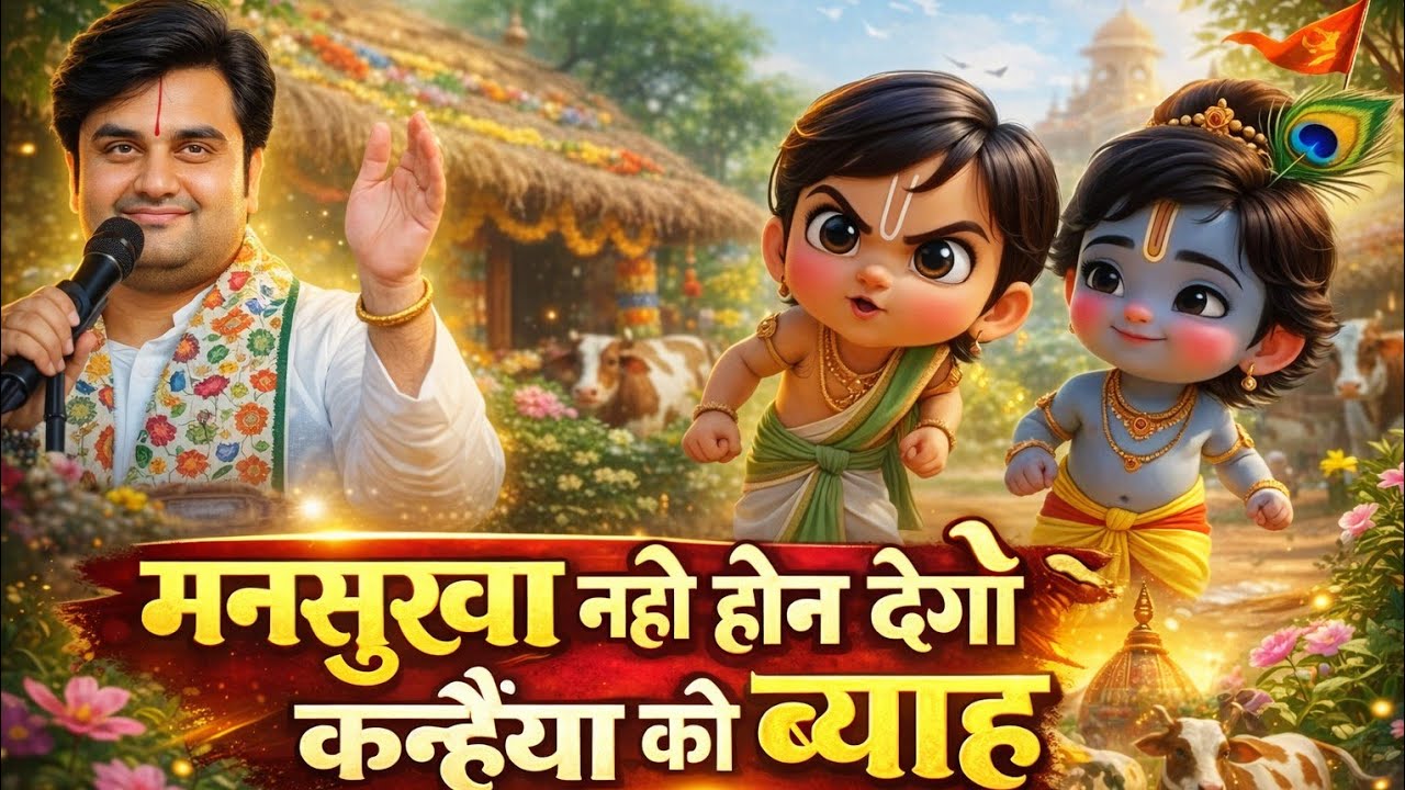 मनसुखा नही होन देगो कन्हैया को ब्याह कथा इंद्रेश उपाध्याय जी महाराज||little krishna story video||