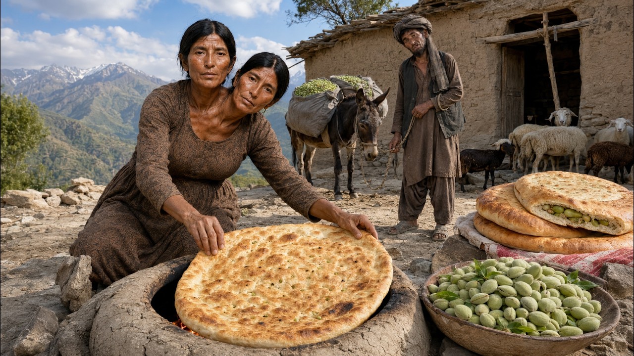 Harvesting Fresh Almonds & Traditional Afghan Bread Baking | Rural Life Afghanistan