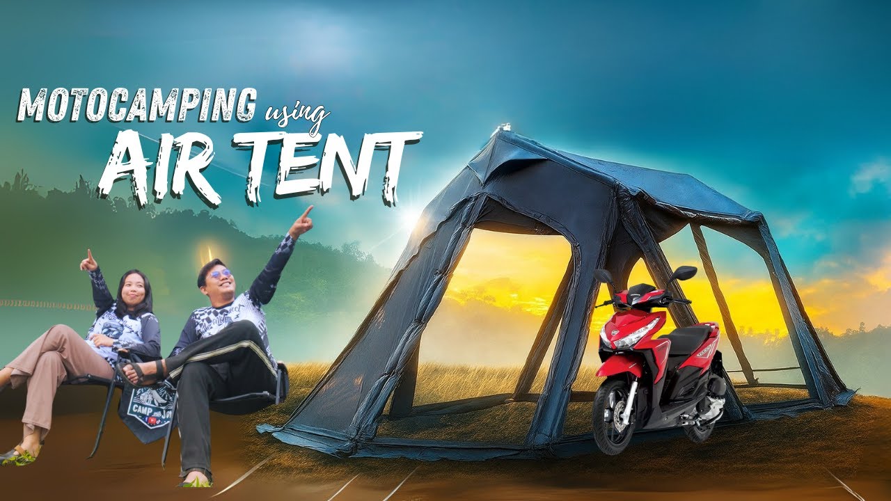 CHALLENGING MOTOCAMPING using AIR TENT | URBANSIDE EASY CABIN AIR TENT | CONNORWOODS | NATURE ASMR 