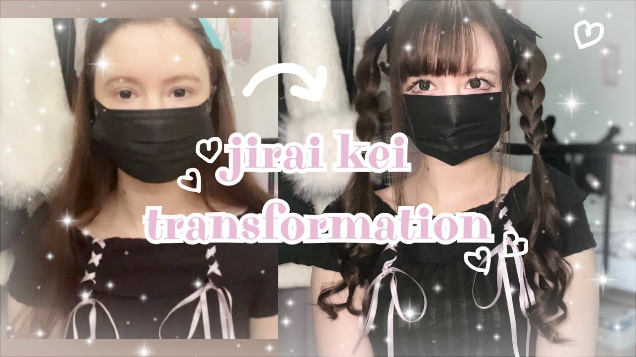 How I do makeup + hair as a jirai/ryousangata girl 🖤💗 (transformation video)