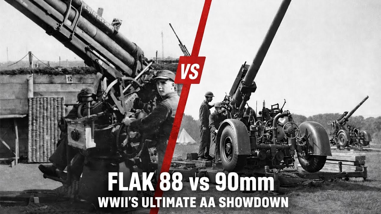 Germany’s Flak 88 vs America’s 90mm WWII’s Ultimate AA Gun Showdown