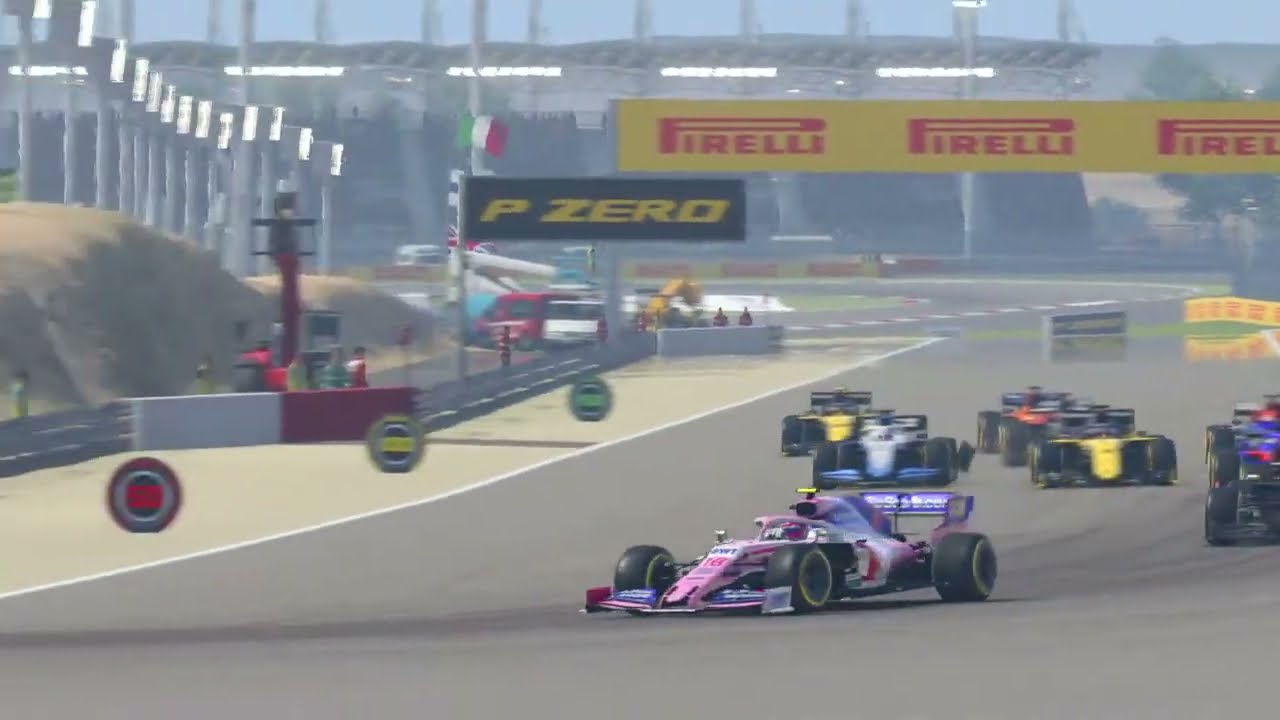 F1 2019 game Ps4 Gameplay race replay highlights Bahrain Grand Prix Racing Point