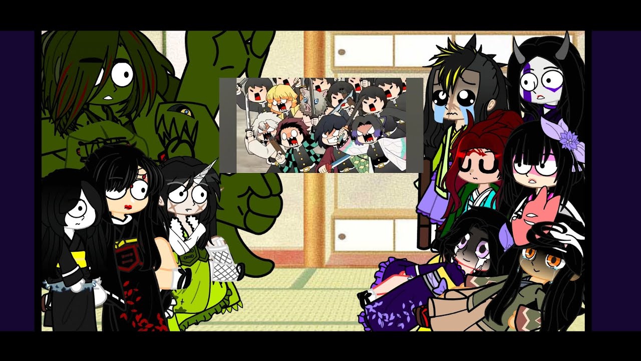 Kny gache Club tanjiro x harem react to demon slayer funny animation