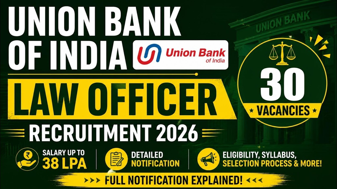 UBI Law Officer Recruitment 2026 | 30 Vacancies | Salary Up to 38 LPA | Full Notification Explained